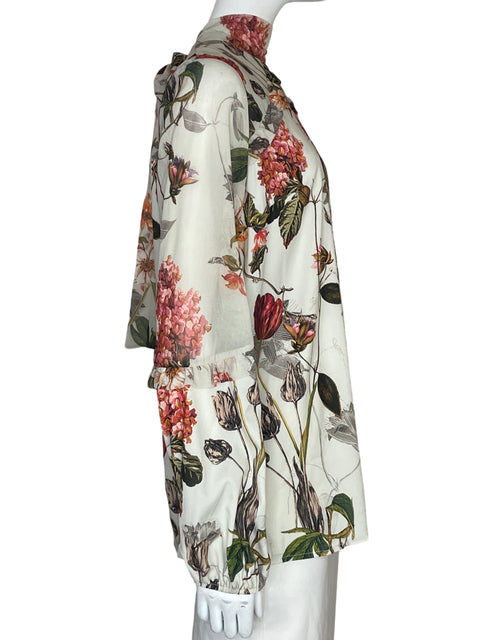 Blusa Alberto Makali Cuello alto Estampado Verde - Talla M