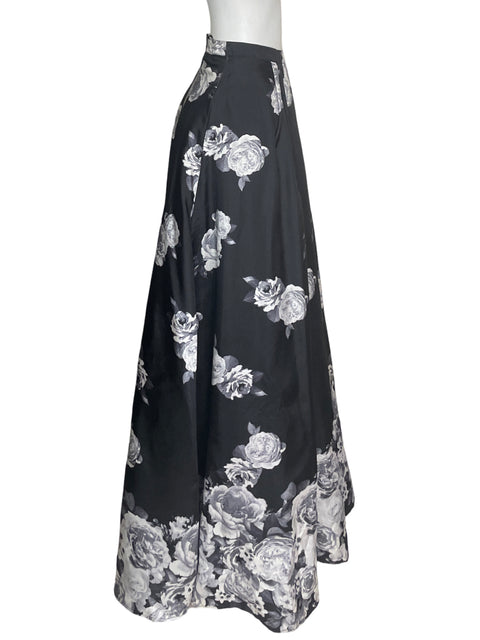 Falda Sequin Hearts Maxi Floral Negro - Talla 16