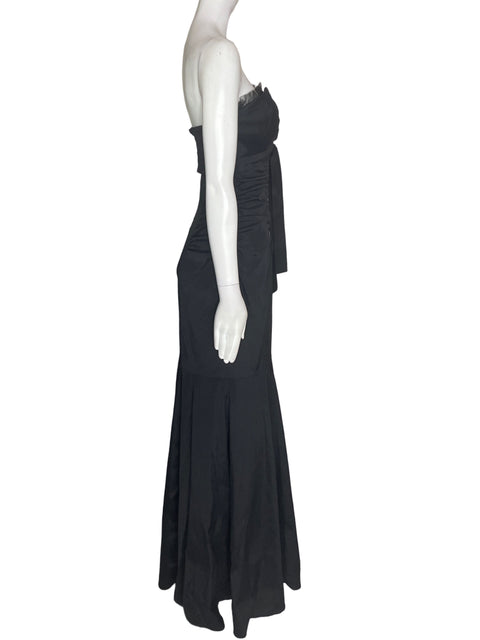Vestido De Fiesta Xcape Strapless Maxi Negro - Talla 10