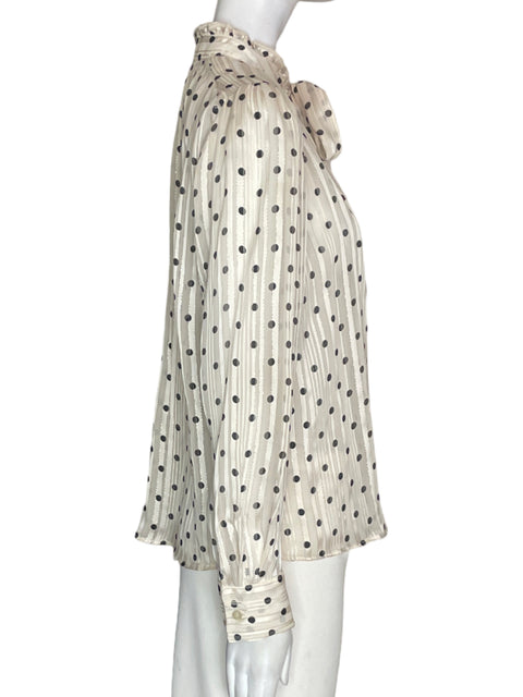 Blusa Mng Ruchas Lunares Blanco - Talla M
