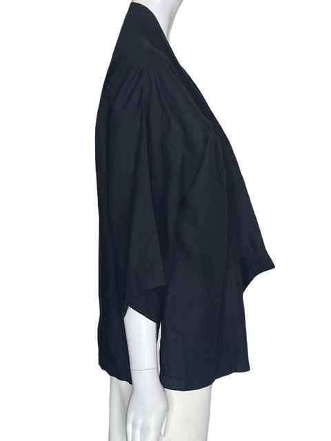 Cardigan Shahbano de Lino Abierto Manga corta Negro - Talla M