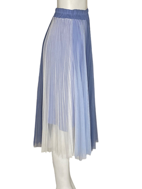 Falda Susy Mix Plisado Midi Azul - Talla S