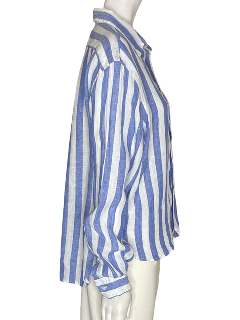 Blusa Polo Ralph Lauren de Lino Rayas Manga larga Azul - Talla S