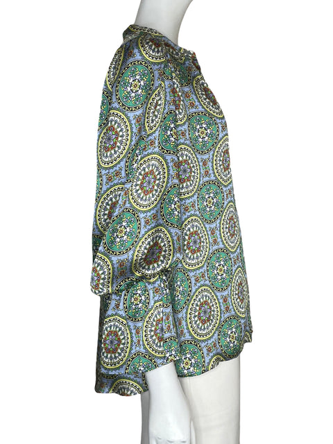 Blusa Zara Cuello mao Estampado Verde - Talla S