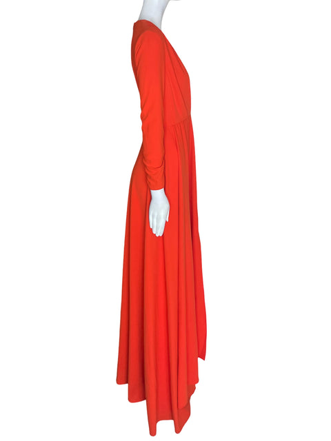 Vestido De Fiesta Matilde Cano Liso Cuello v Naranja - Talla 36