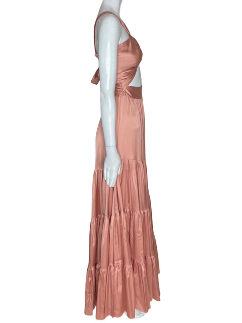 Vestido Vtch Maxi Satinado Beige - Talla S