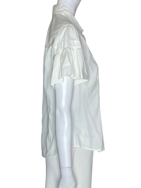 Blusa Prada Plisado Manga corta Blanco - Talla 42