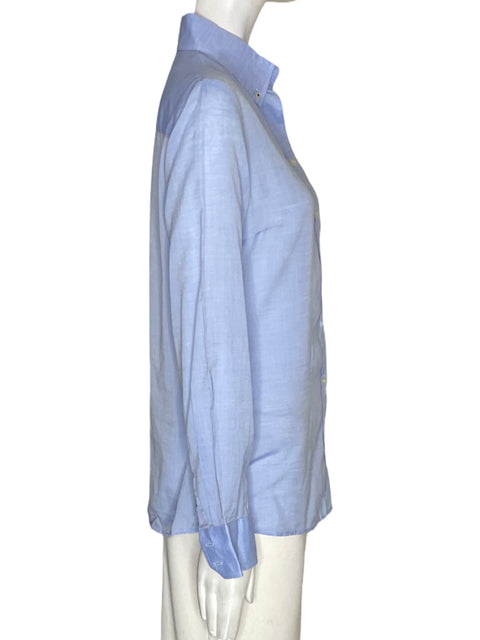 Camisa Massimo Dutti de Algodón Liso Manga larga Azul - Talla S