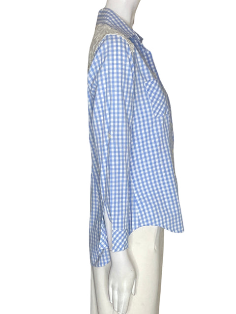 Camisa Filomena Fernandez de Algodón Rayas Tejido Azul - Talla S
