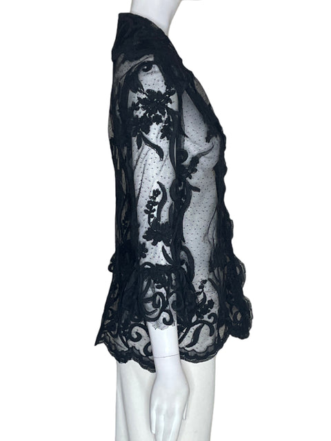 Blusa Jaime Luna Transparente Manga larga Negro - Talla S