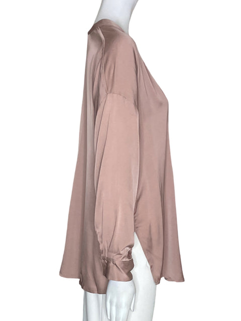 Blusa Vince de Seda Satinado Manga larga Marrón - Talla 6