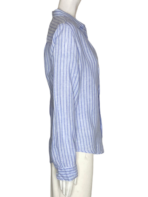 Camisa Frank&eileen de Lino Rayas Manga larga Azul - Talla S