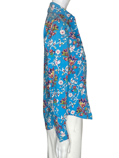 Camisa Etro de Algodón Estampado Manga larga Azul - Talla 42