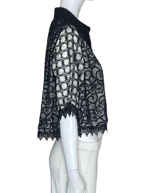 Blusa Tesoro Tps de Algodón Tejido Troquelado Negro - Talla S