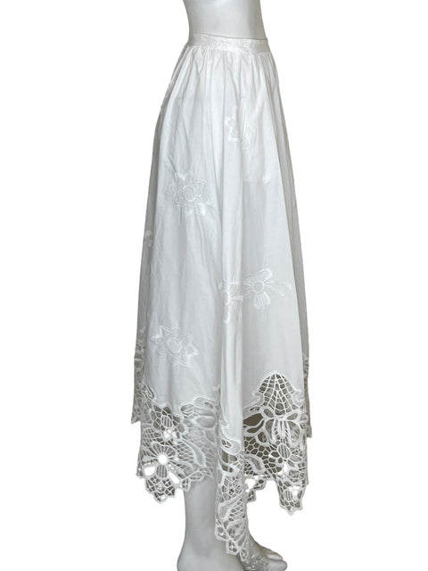 Falda Zara de Algodón Bordado Floral Blanco - Talla M