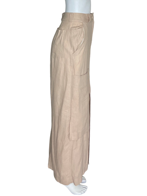Falda Made In Colombia de Algodón Bolsillos Abertura Beige - Talla S
