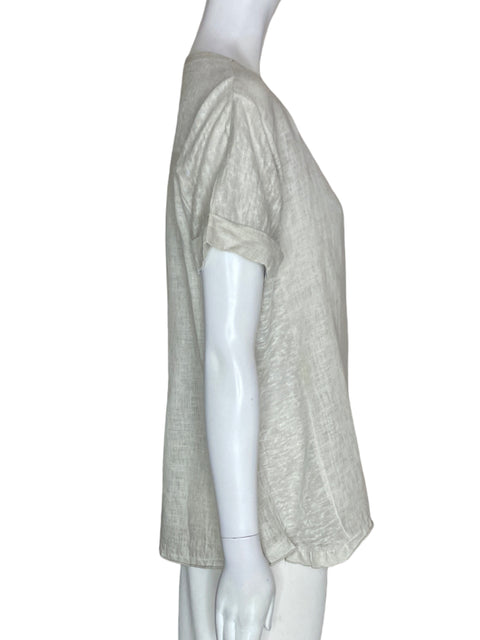 Blusa Made In Italy de Lino Manga corta Suelto Gris - Talla S