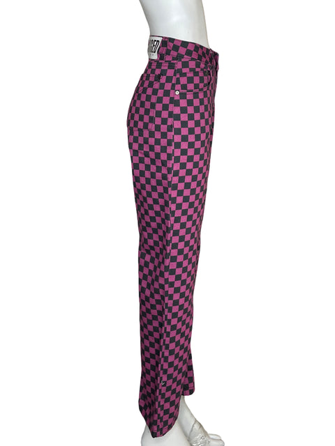 Jean Ragged Estampado Cuadros Morado - Talla 24