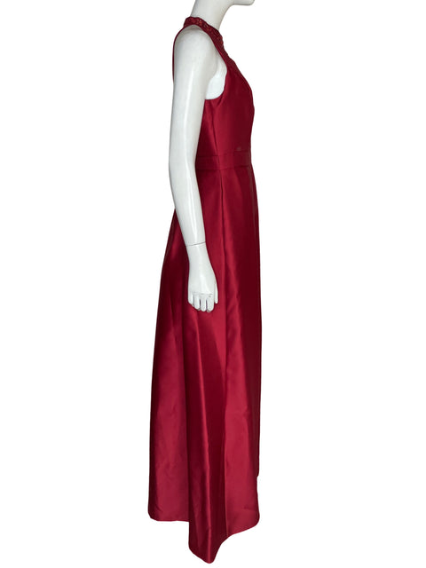 Vestido De Fiesta Adrianna Papell Pedrería Rojo - Talla 4