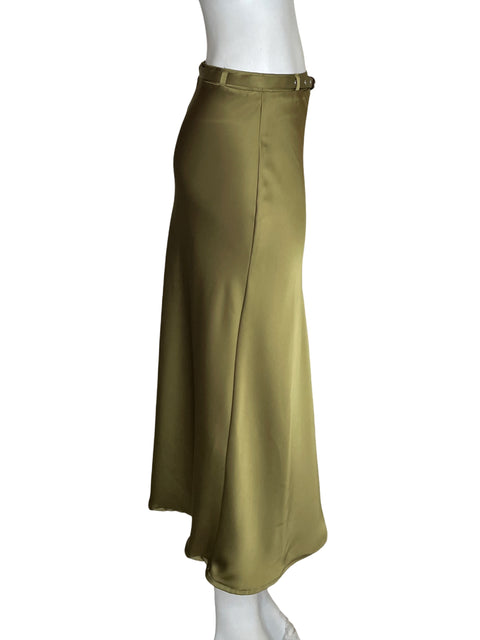 Falda Zara Satinado Verde - Talla XS
