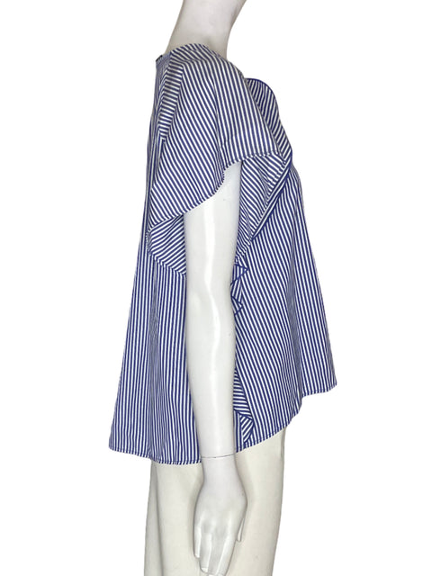 Blusa Zara de Algodón Rayas Ruchas Azul - Talla M