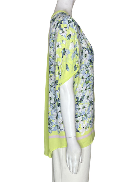 Blusa Bcbg Estampado Cuello v Verde - Talla M