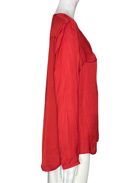 Blusa Zara Manga larga Cuello v Rojo - Talla M