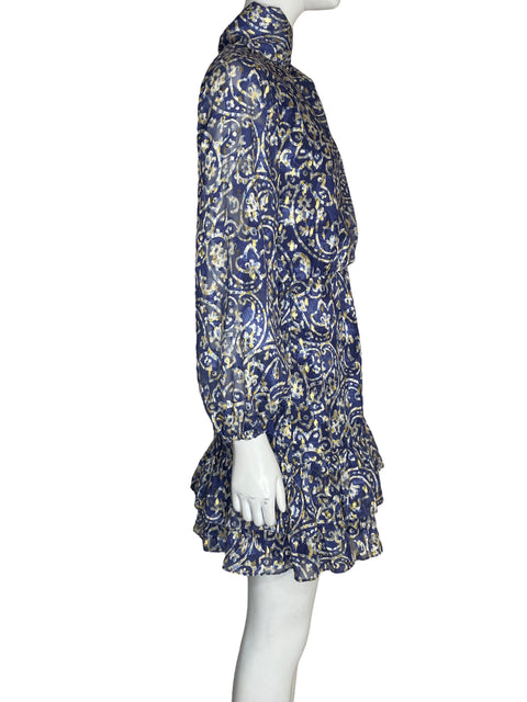 Vestido Ina Plisado Metalizado Azul - Talla S