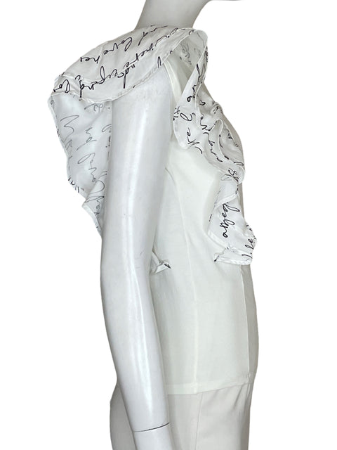 Blusa Juliana Sanchez de Algodón Estampado Vuelos Blanco - Talla XS