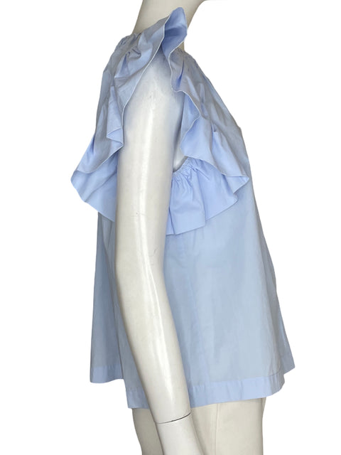 Blusa Ina Cuello redondo Vuelos Azul - Talla S