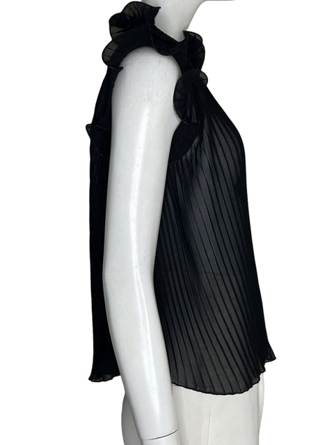Blusa Zara Plisado Vuelos Negro - Talla XS