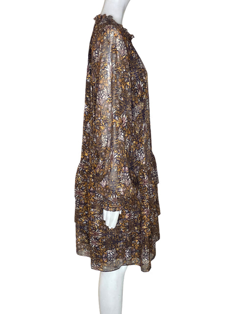 Vestido Current Air Estampado Manga larga Marrón - Talla L