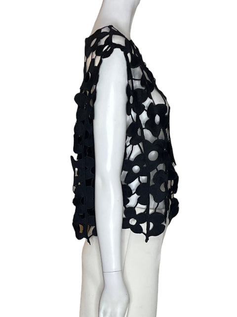 Blusa Beulahstyle Troquelado Floral Negro - Talla L