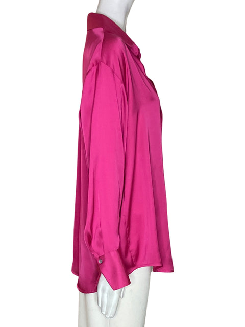 Camisa Zara Liso Satinado Rosado - Talla M