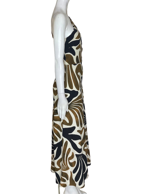 Vestido Mng Oneshoulders Estampado Marrón - Talla M