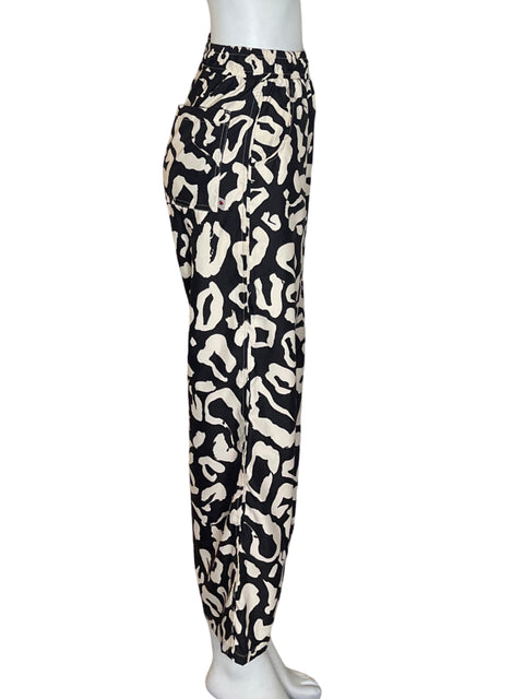 Pantalón Sacre Estampado Recto Negro - Talla XS