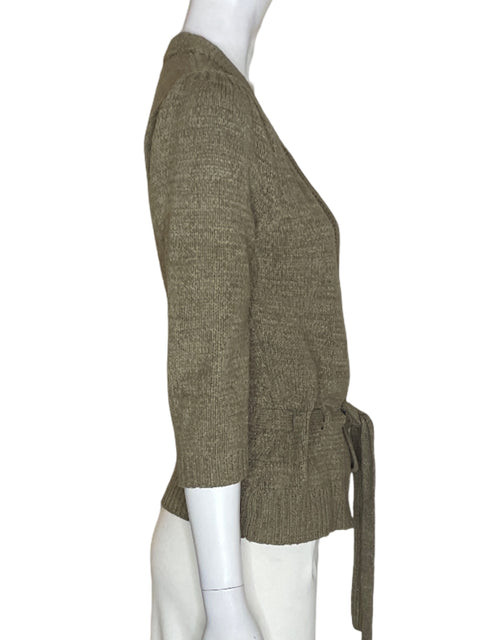 Blusa August Silk de Algodón Cuello v Fajon Marrón - Talla S