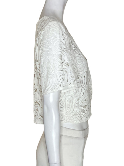 Blusa Zara de Algodón Tejido Manga corta Blanco - Talla M