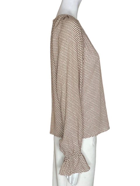 Blusa Worthington Estampado Ruchas Marrón - Talla XS