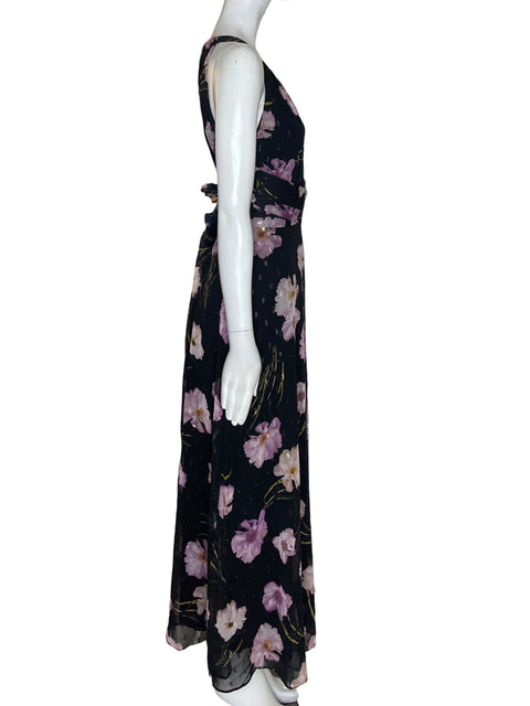 Vestido Adrianna Papell Estampado Maxi Negro - Talla 4
