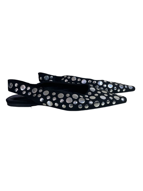 Zapato Zara Destalonado Brillo Negro - Talla 39