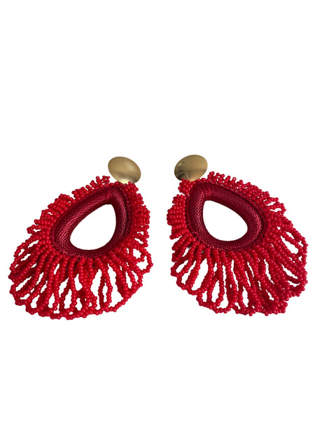 Arete Tesoro Tps Artesanal Largos Rojo - Talla U