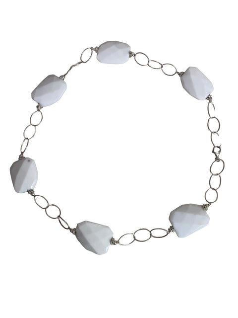 Collar Tesoro Tps Piedra Facetada Blanco - Talla U