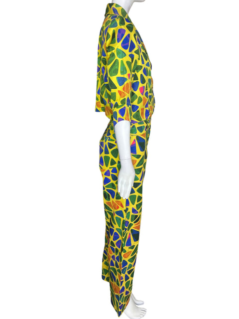 Conjunto Mercedes Reyes Estampado Blazer/pantalon Verde - Talla 8