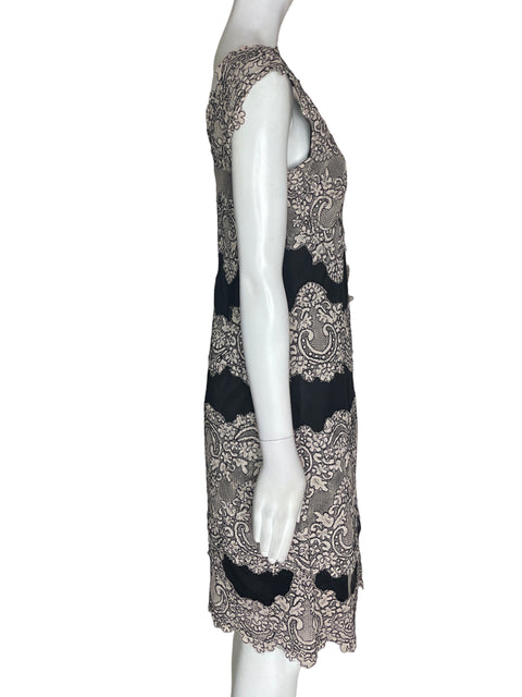 Vestido Tahari Encaje Sin mangas Gris - Talla S