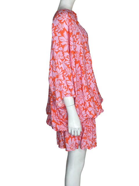 Vestido Azulu de Viscosa Midi Estampado Rosado - Talla M