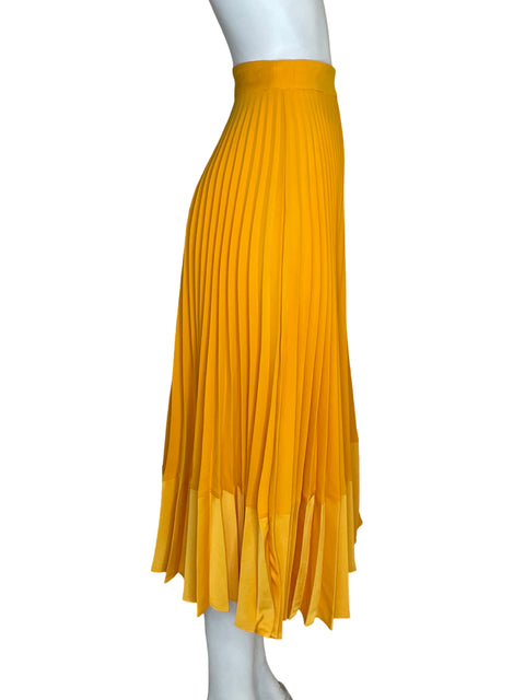 Falda Zara Midi Plisado Naranja - Talla S
