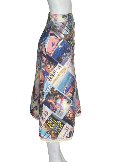 Falda Zimmermann de Lino Estampado Maxi Azul - Talla 4