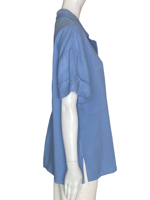Blusa Roberto Merino de Viscosa Liso Manga corta Azul - Talla M