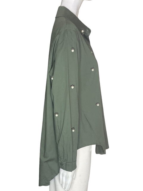 Blusa Nevada Love de Algodón Perlas Manga larga Verde - Talla L